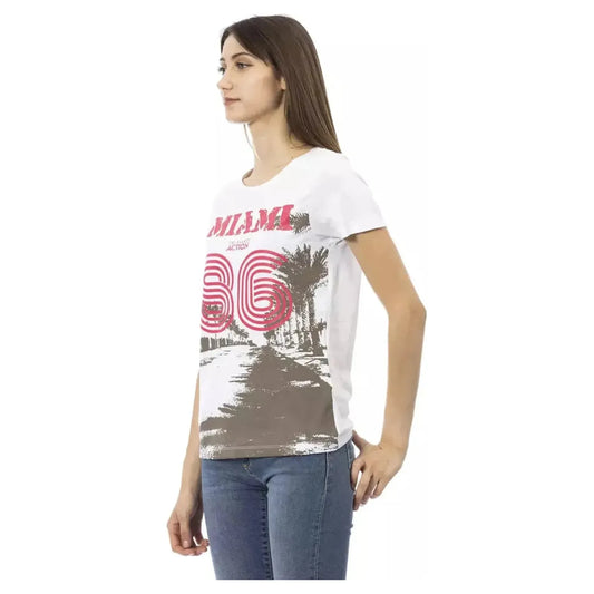 Trussardi Action Chic White Tee with Elegant Front Print white-cotton-tops-t-shirt-86