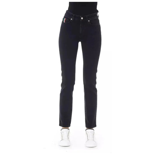 Baldinini Trend Trendy Tricolor Accent Black Jeans black-cotton-jeans-pant-51