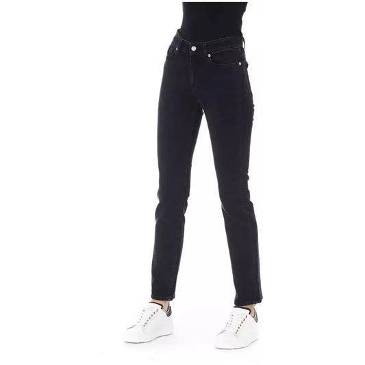 Baldinini Trend Trendy Tricolor Accent Black Jeans black-cotton-jeans-pant-51