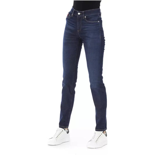 Baldinini Trend Chic Tricolor Detailed Designer Jeans blue-cotton-jeans-pant-209