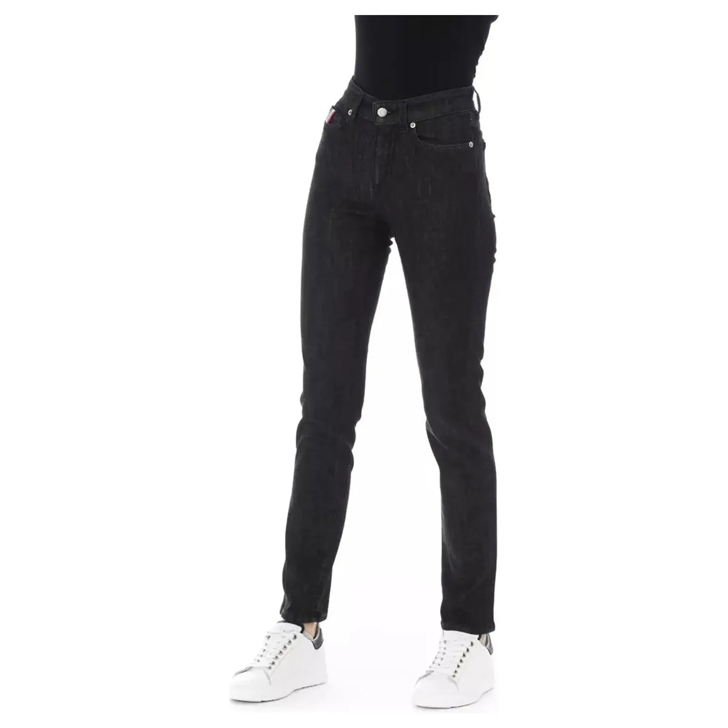 Baldinini Trend Chic Tricolor Accent Black Jeans black-cotton-jeans-pant-19