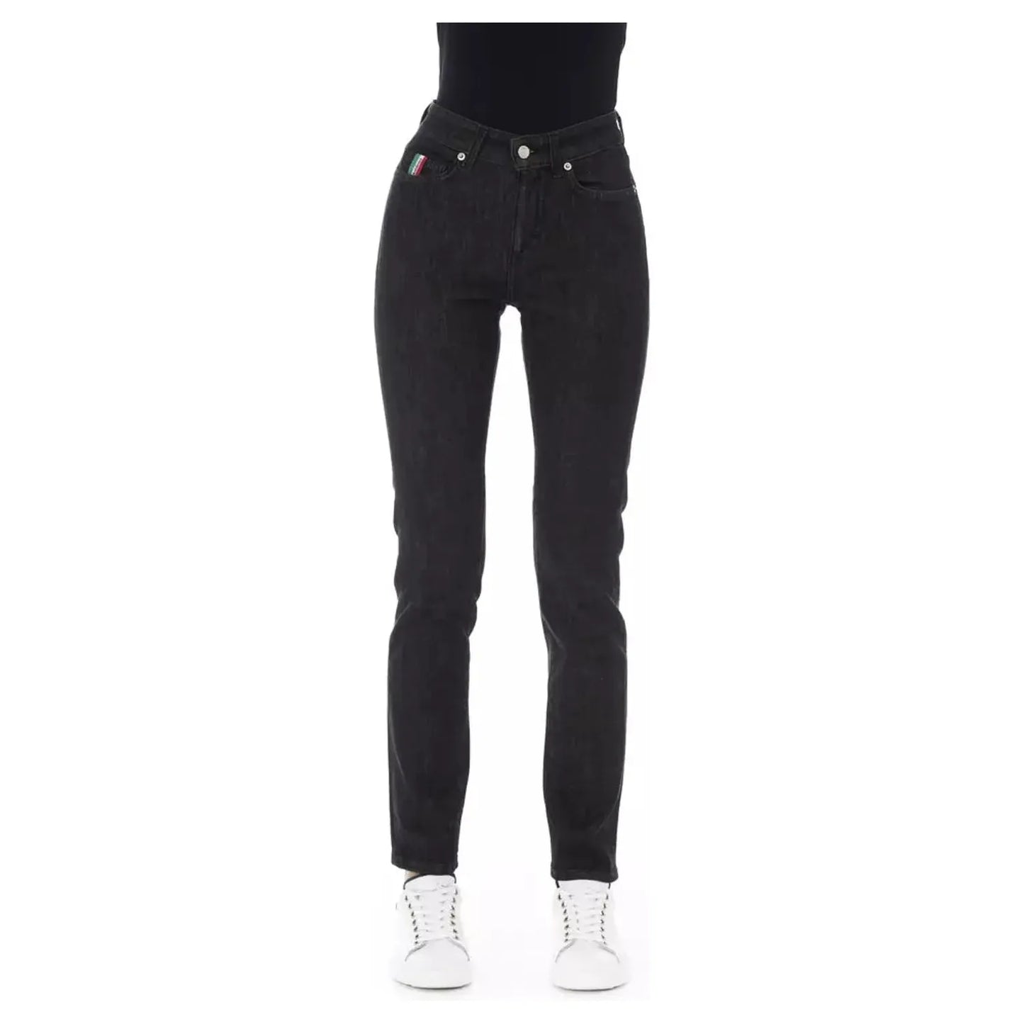 Baldinini Trend Chic Tricolor Accent Black Jeans black-cotton-jeans-pant-19
