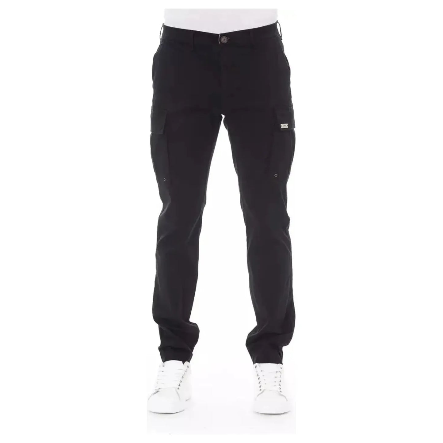 Baldinini Trend Sleek Black Cargo Trousers - Stretch Cotton Blend black-cotton-jeans-pant-42