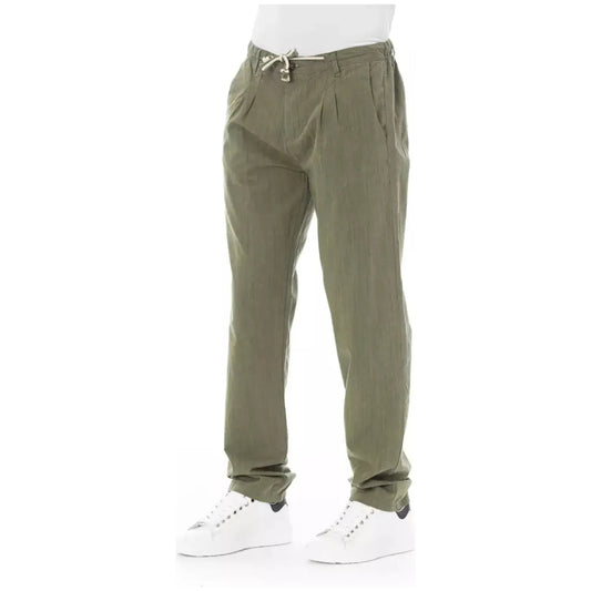 Baldinini Trend Elegant Cotton Chino Trousers in Army Green army-cotton-jeans-pant-2