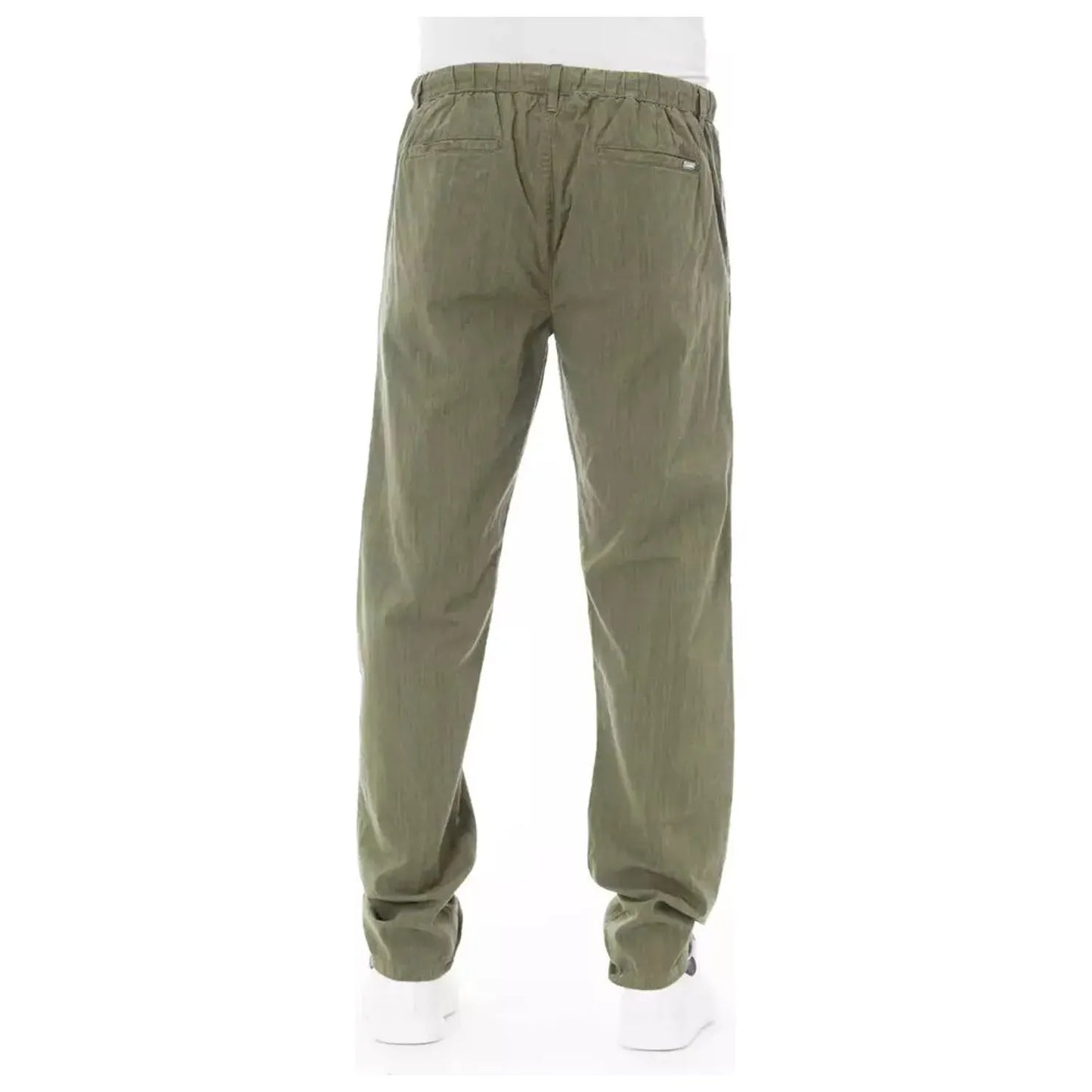 Baldinini Trend Elegant Cotton Chino Trousers in Army Green army-cotton-jeans-pant-2