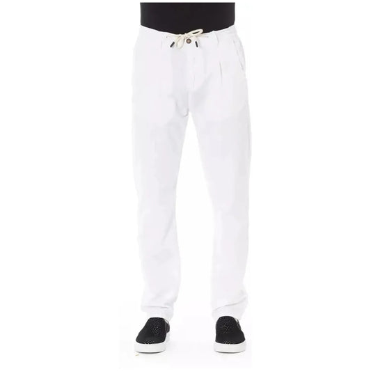 Baldinini Trend Elegant White Cotton Chino Trousers white-cotton-jeans-pant-8