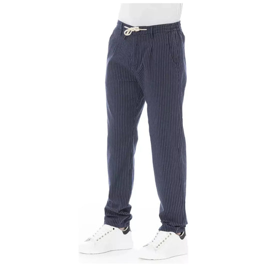 Baldinini Trend Chic Blue Chino Trousers with Drawstring blue-cotton-jeans-pant-21