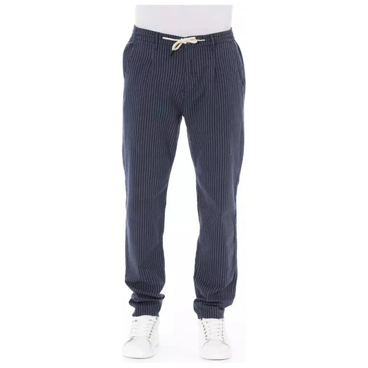 Baldinini Trend Chic Blue Chino Trousers with Drawstring blue-cotton-jeans-pant-21