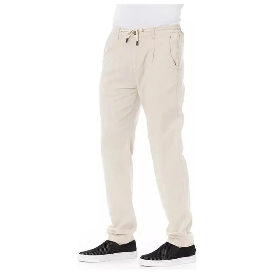 Baldinini Trend Chic Beige Cotton Chino Trousers with Drawstring beige-cotton-jeans-pant-17