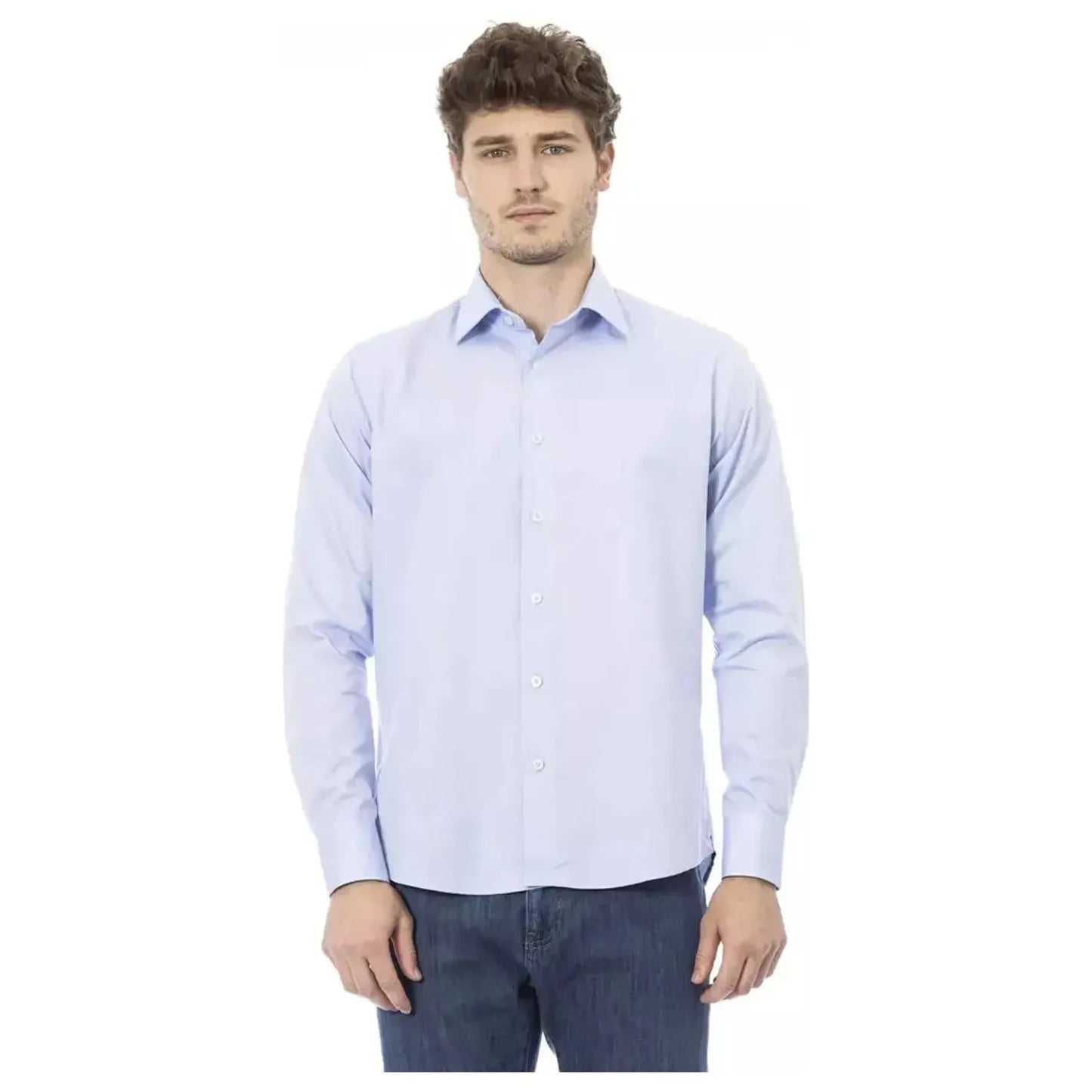 Baldinini Trend Elegant Light Blue Italian Dress Shirt light-blue-cotton-shirt-57