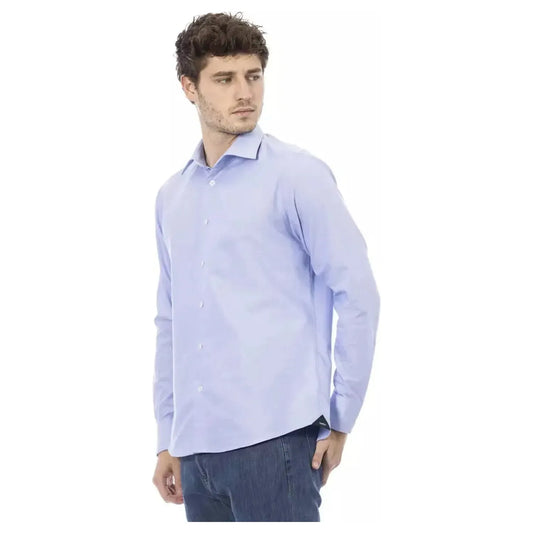 Baldinini Trend Elegant Light Blue Italian Shirt light-blue-cotton-shirt-47