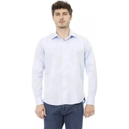 Baldinini Trend Sleek Light Blue Italian Shirt for Men light-blue-cotton-shirt-42