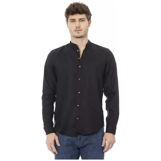 Baldinini Trend Elegant Mandarin Collar Black Shirt black-100ly-shirt product-23148-1496195688-50fb692c-dbe.webp
