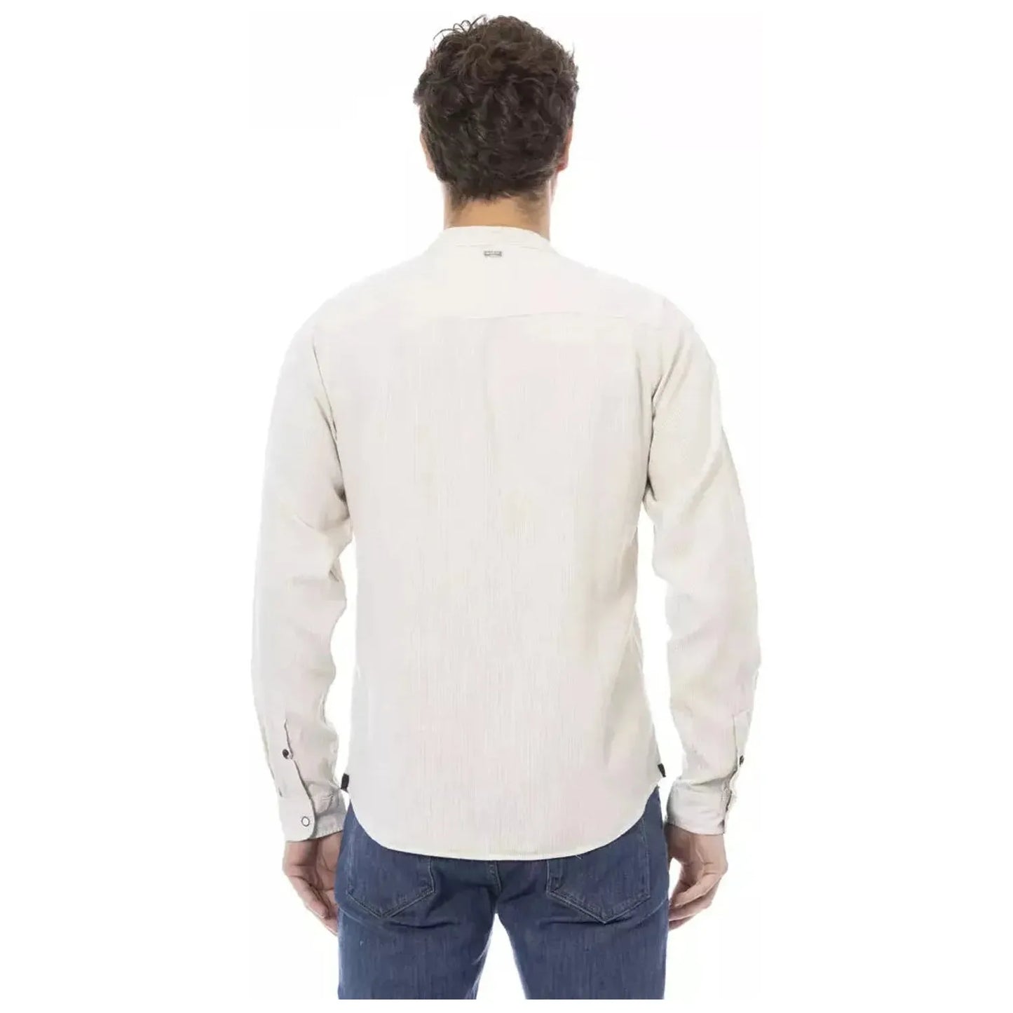 Baldinini Trend Chic Mandarin Collar White Shirt for Men white-rayon-shirt