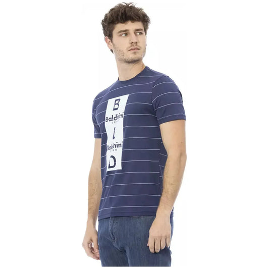 Baldinini Trend Chic Blue Cotton Tee with Front Print blue-cotton-t-shirt-117