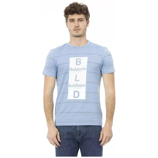 Baldinini Trend Elegant Light Blue Cotton Tee light-blue-cotton-t-shirt-27