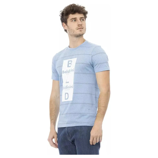 Baldinini Trend Elegant Light Blue Cotton Tee light-blue-cotton-t-shirt-27
