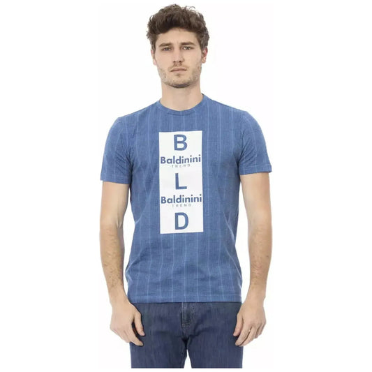 Baldinini Trend Elegant Light Blue Cotton Tee with Chic Print light-blue-cotton-t-shirt-26