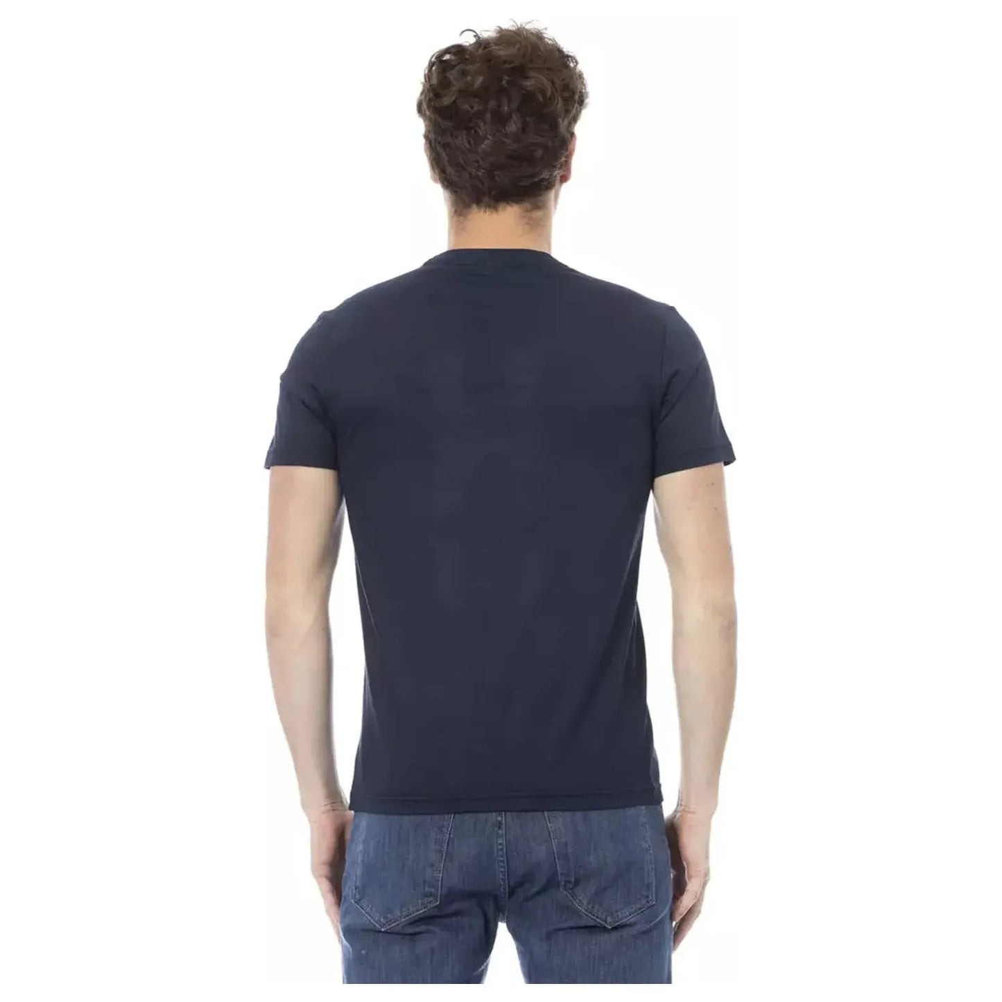 Baldinini Trend Sleek Blue Cotton Tee with Front Print blue-cotton-t-shirt-119