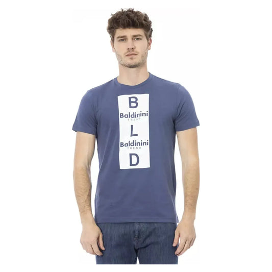 Baldinini Trend Chic Blue Cotton Tee with Front Print blue-cotton-t-shirt-115
