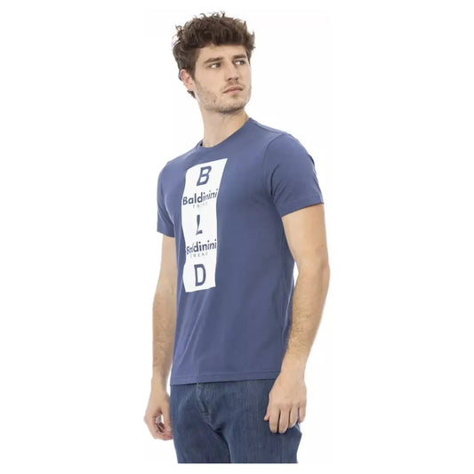 Baldinini Trend Chic Blue Cotton Tee with Front Print blue-cotton-t-shirt-115