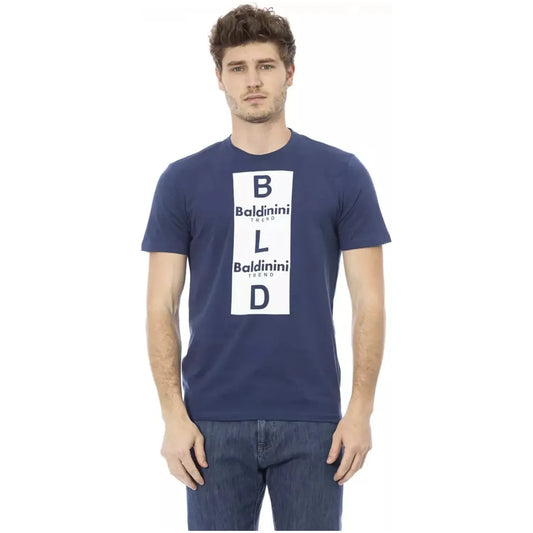 Baldinini Trend Chic Blue Cotton Tee with Front Print blue-cotton-t-shirt-112