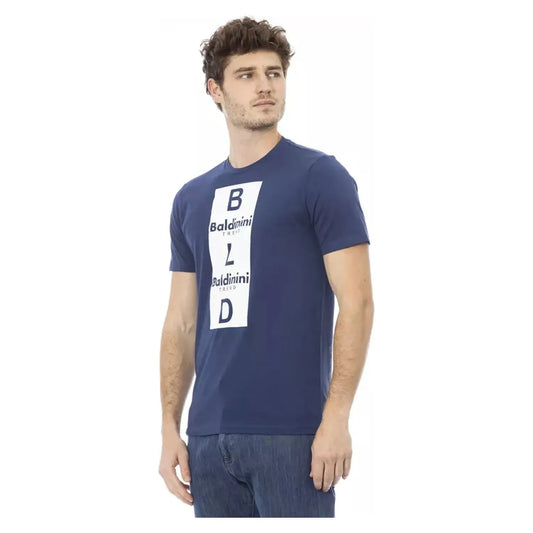 Baldinini Trend Chic Blue Cotton Tee with Front Print blue-cotton-t-shirt-112