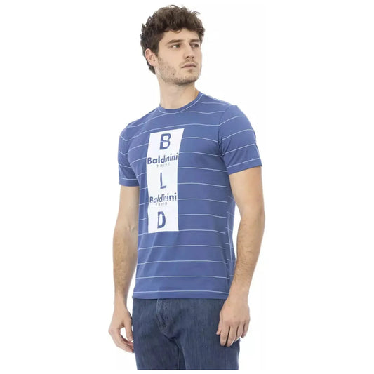 Baldinini Trend Chic Blue Cotton Tee with Front Print blue-cotton-t-shirt-114