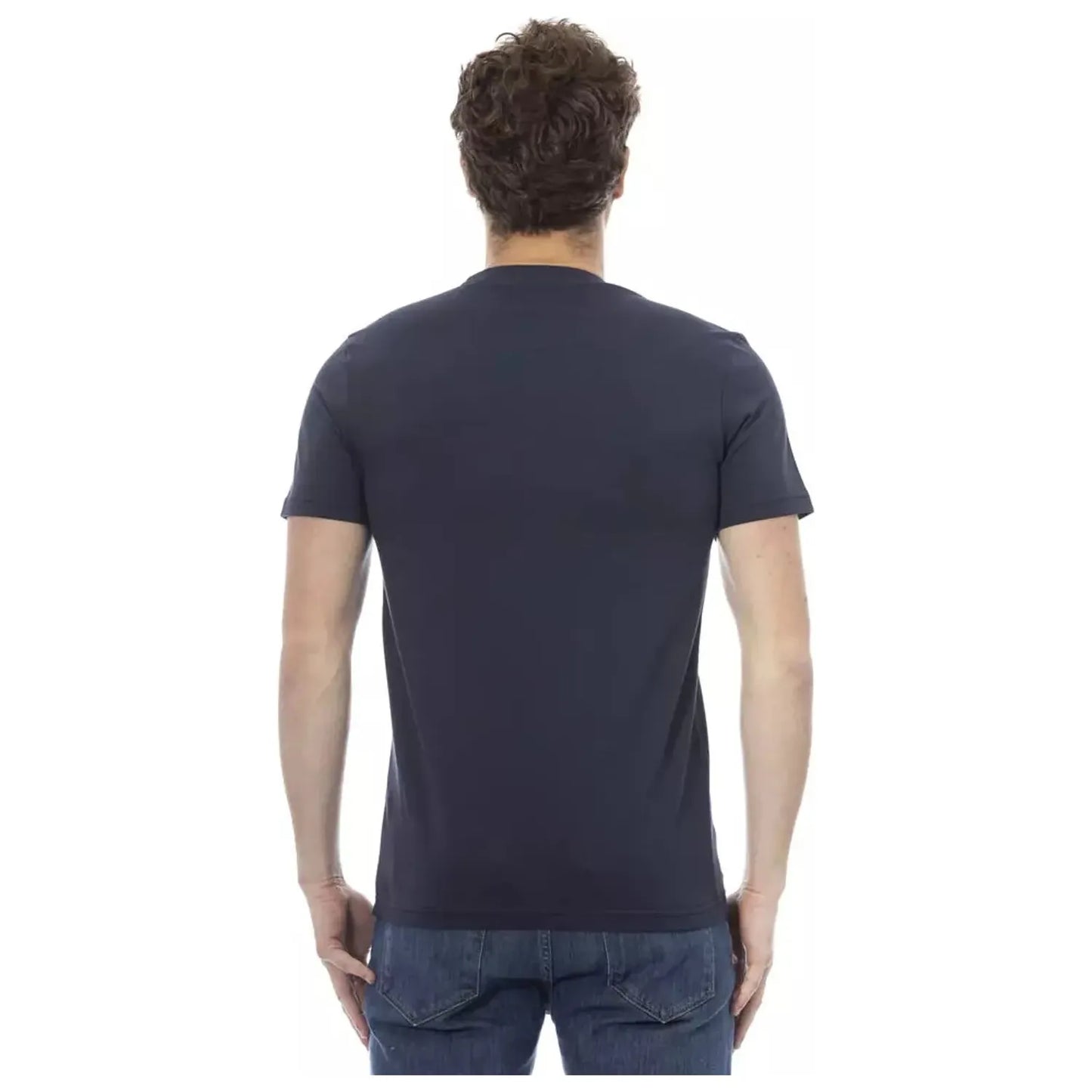 Baldinini Trend Elegant Blue Round Neck Tee with Front Print blue-cotton-t-shirt-111