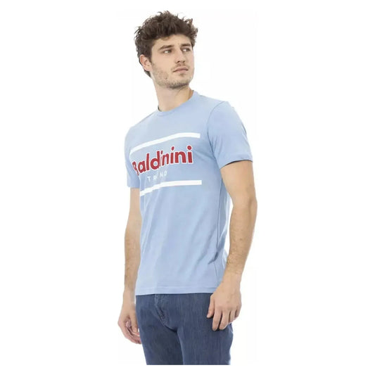 Baldinini Trend Elegant Light Blue Cotton Tee light-blue-cotton-t-shirt-25