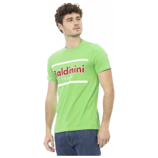 Baldinini Trend Emerald Cotton Tee with Signature Print green-cotton-t-shirt-35