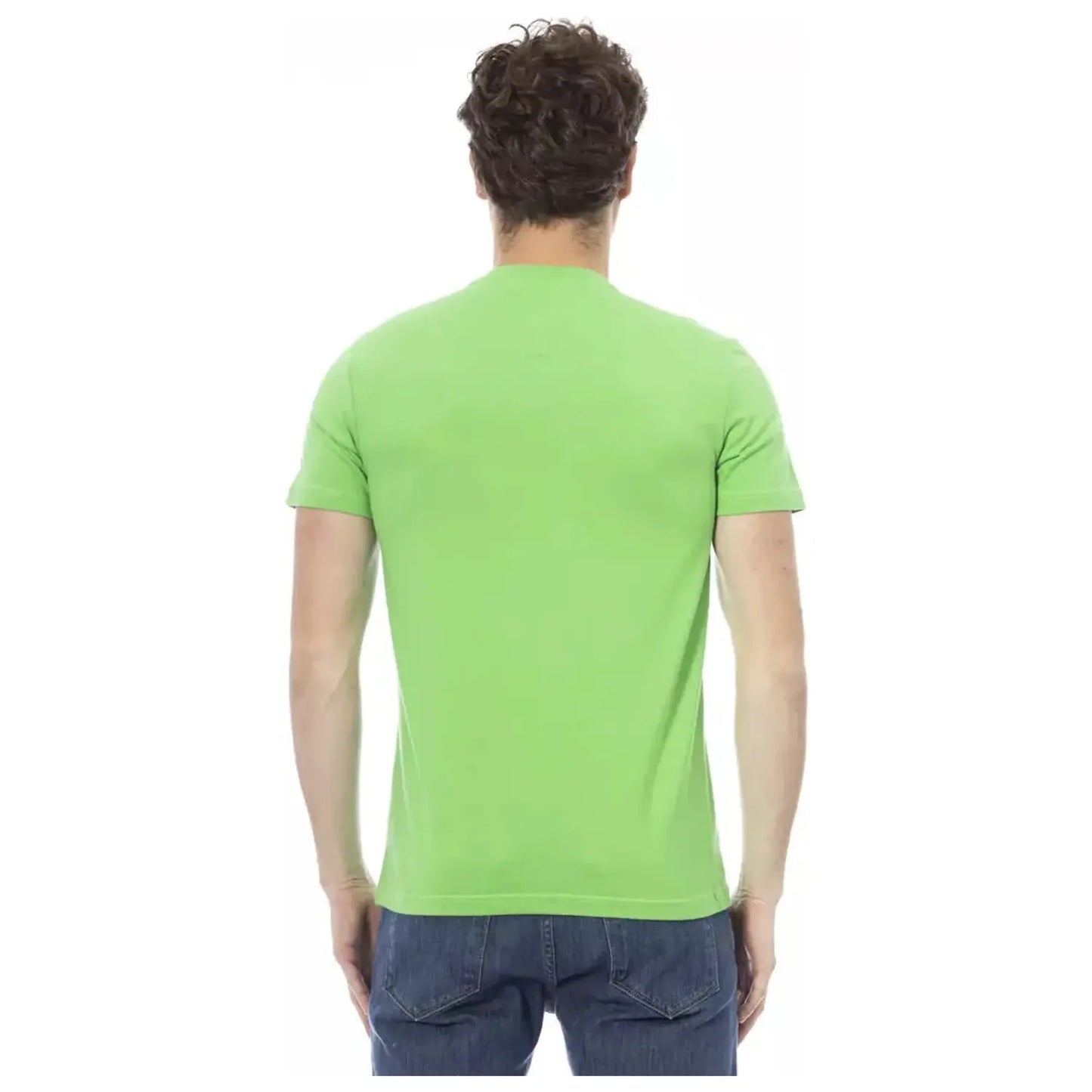 Baldinini Trend Emerald Cotton Tee with Signature Print green-cotton-t-shirt-35