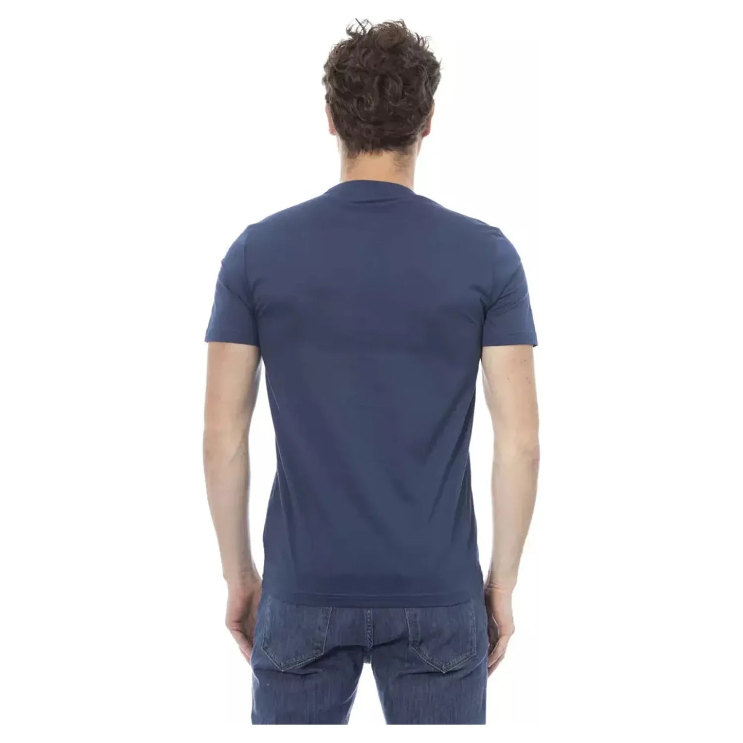 Baldinini Trend Elegant Blue Cotton Tee with Chic Front Print blue-cotton-t-shirt-107