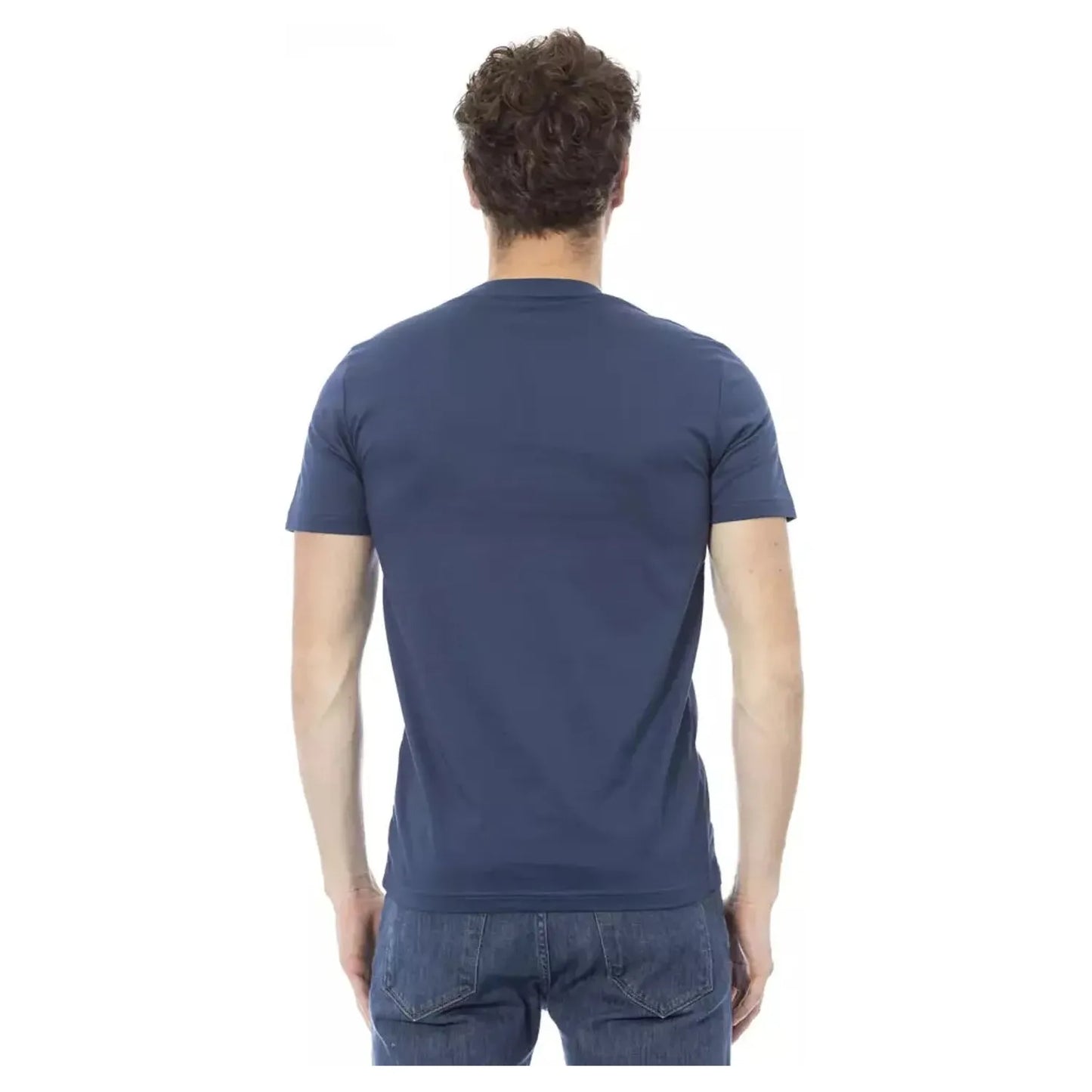 Baldinini Trend Elevated Blue Cotton Tee With Unique Front Print blue-cotton-t-shirt-108