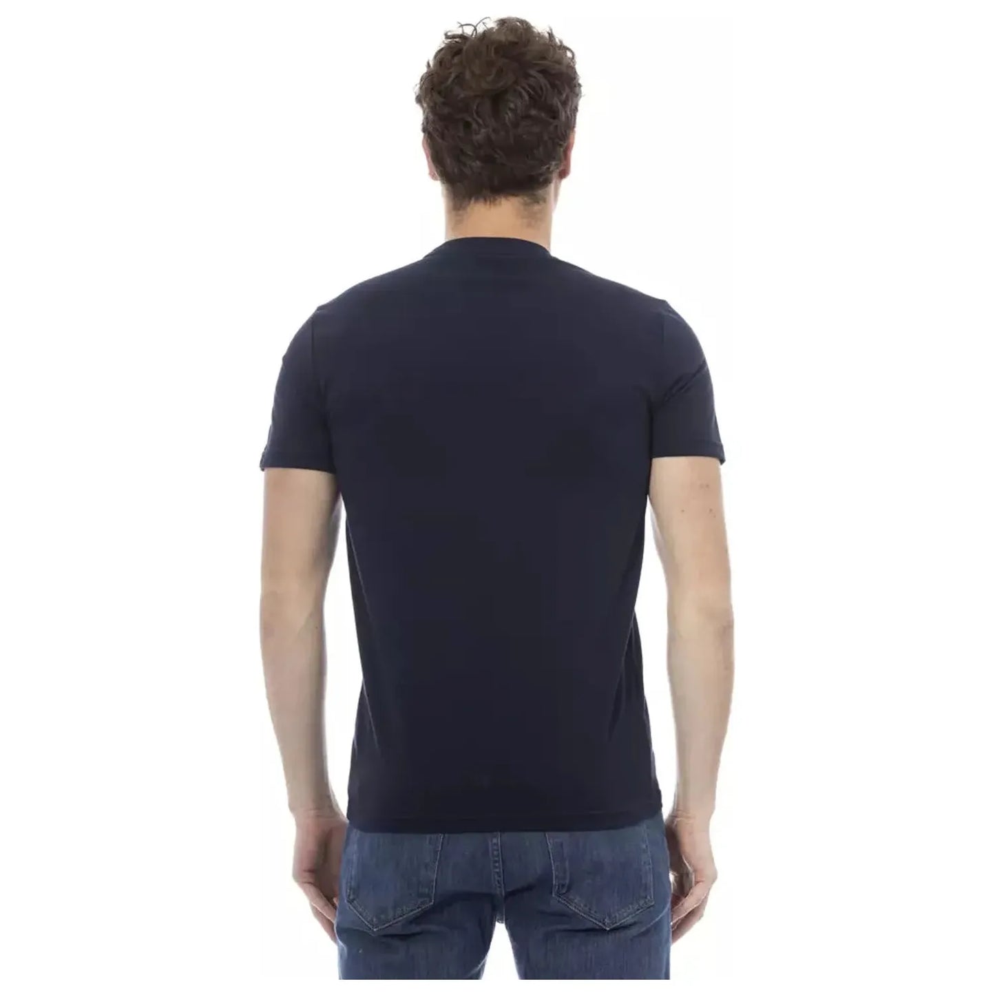 Baldinini Trend Chic Blue Round Neck Cotton Tee blue-cotton-t-shirt-110