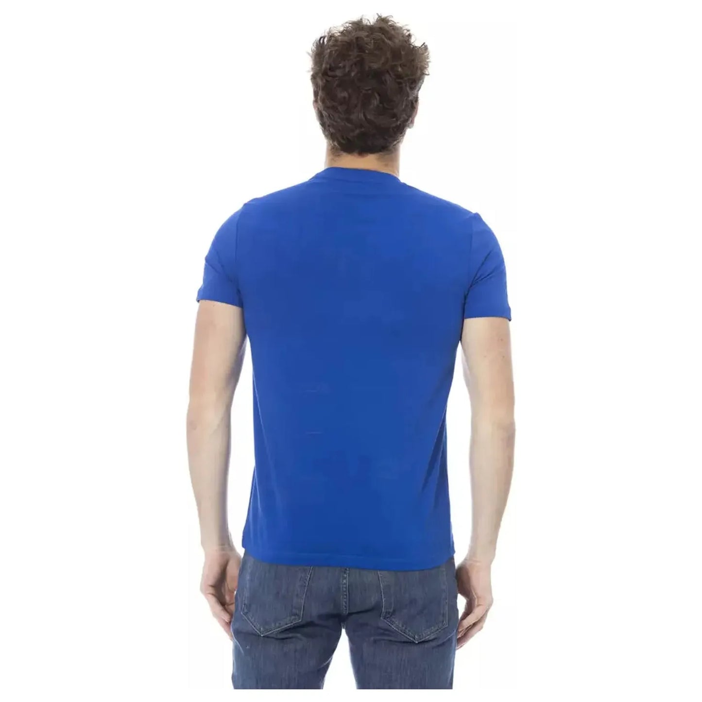 Baldinini Trend Chic Blue Cotton Tee with Front Print blue-cotton-t-shirt-106