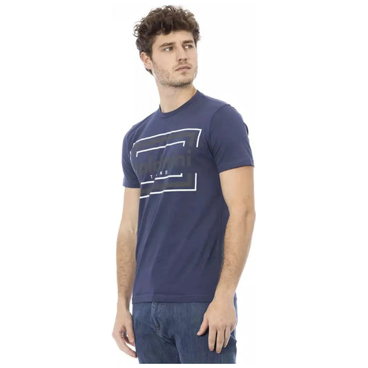 Baldinini Trend Chic Blue Cotton Tee with Front Print blue-cotton-t-shirt-120