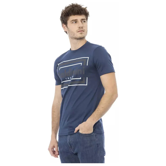 Baldinini Trend Chic Blue Cotton Tee with Signature Front Print blue-cotton-t-shirt-105