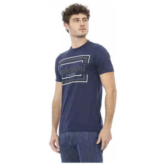 Baldinini Trend Chic Blue Cotton Tee with Front Print blue-cotton-t-shirt-102