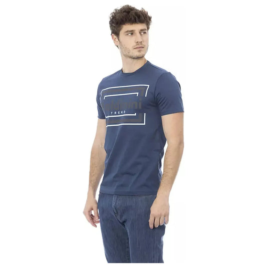 Baldinini Trend Chic Blue Cotton Tee with Front Print blue-cotton-t-shirt-83
