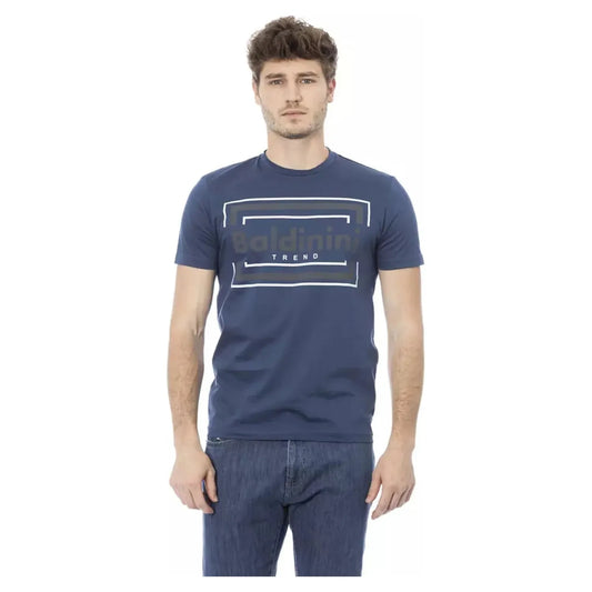 Baldinini Trend Chic Blue Cotton Tee with Front Print blue-cotton-t-shirt-83