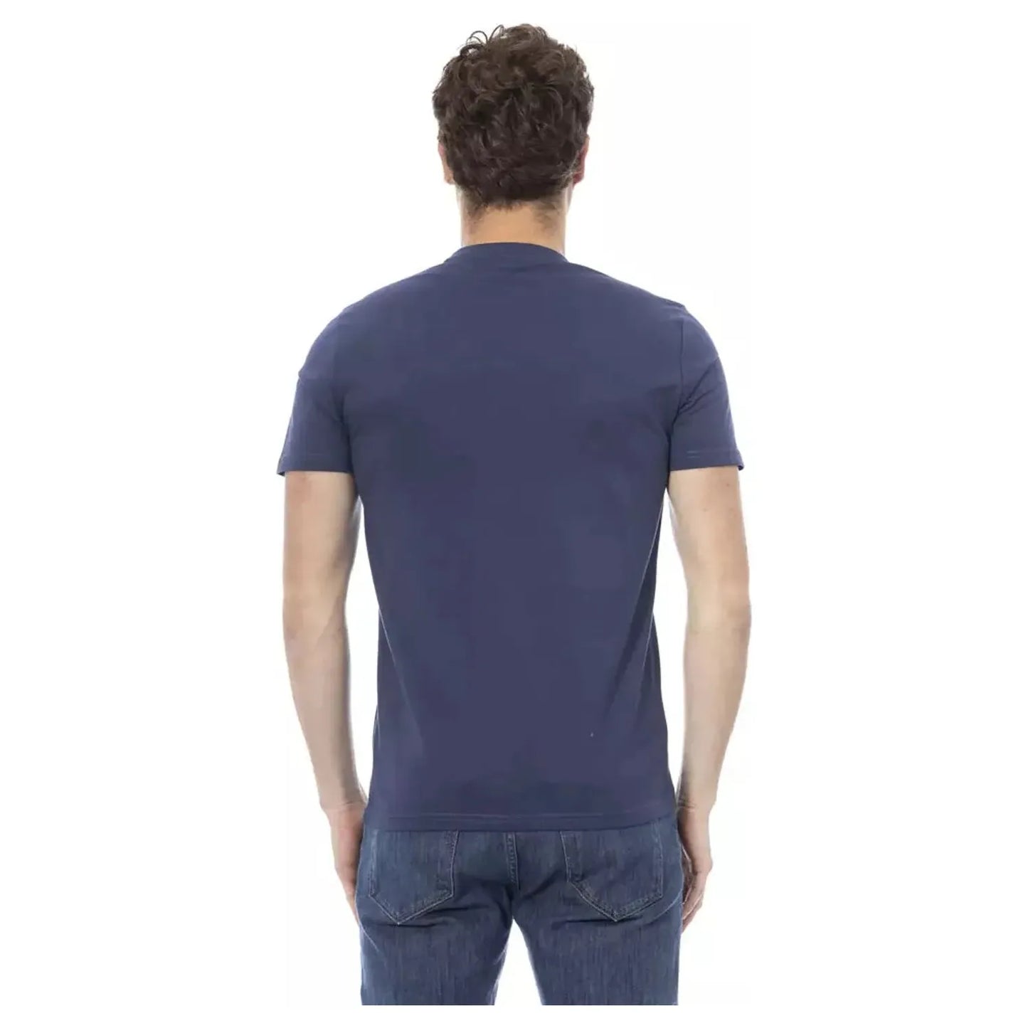 Baldinini Trend Elegant Blue Cotton Tee with Stylish Front Print blue-cotton-t-shirt-104