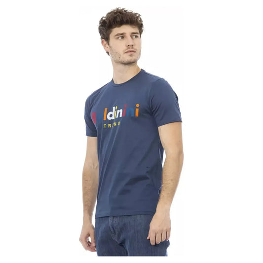 Baldinini Trend Chic Blue Cotton Tee with Front Print blue-cotton-t-shirt-103