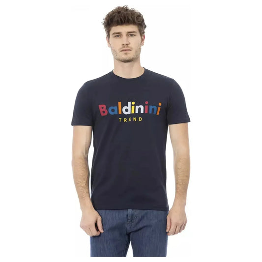 Baldinini Trend Chic Blue Cotton Tee with Front Print blue-cotton-t-shirt-63