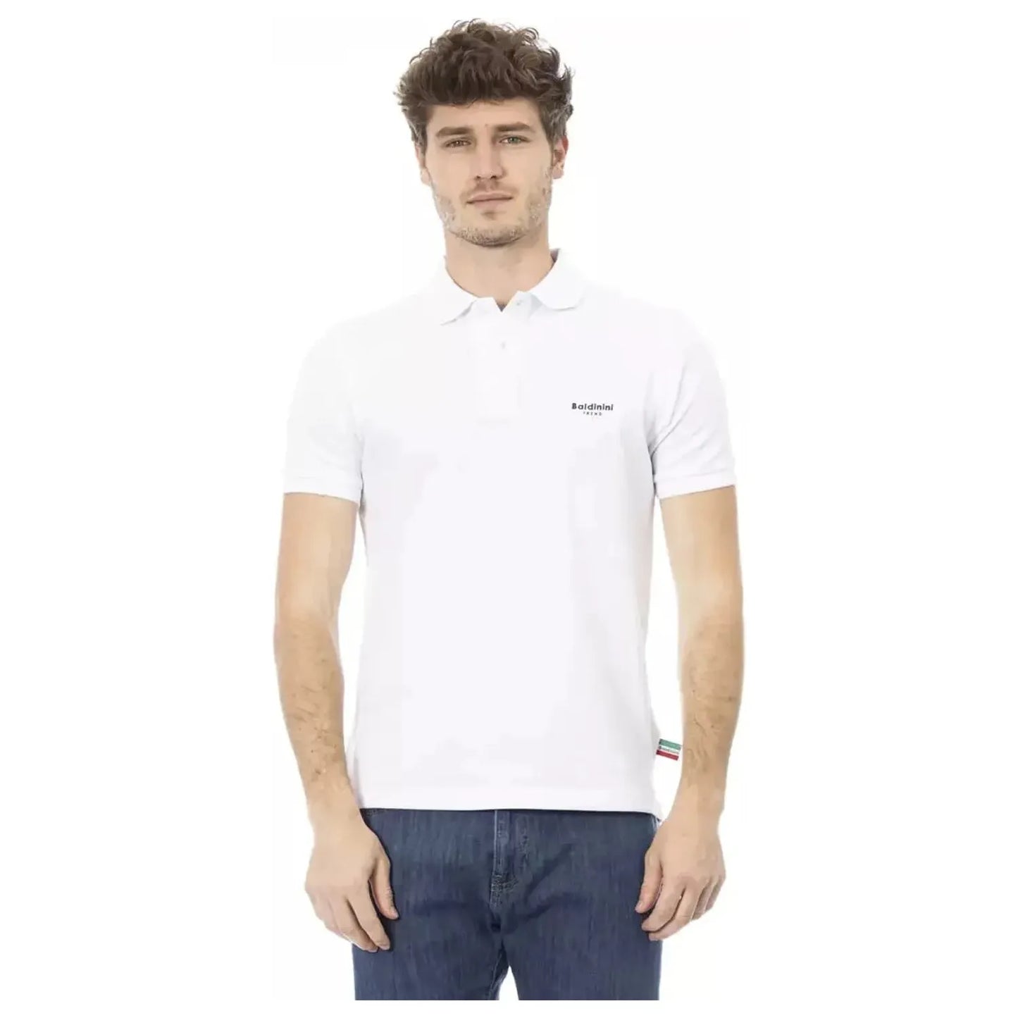 Baldinini Trend Chic White Embroidered Polo with Short Sleeves white-cotton-polo-shirt-16