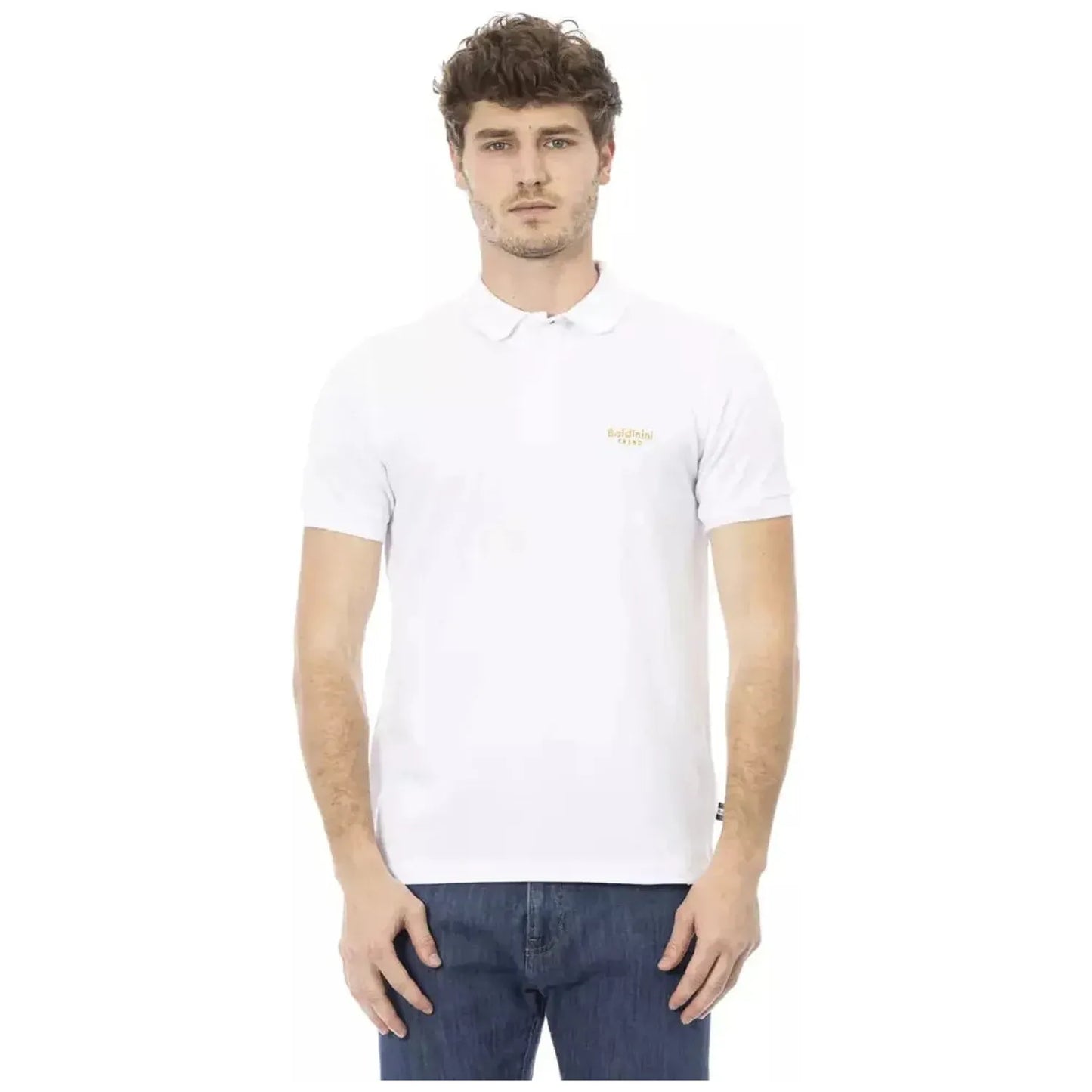 Baldinini Trend Elegant White Cotton Polo with Chic Embroidery white-cotton-polo-shirt-20