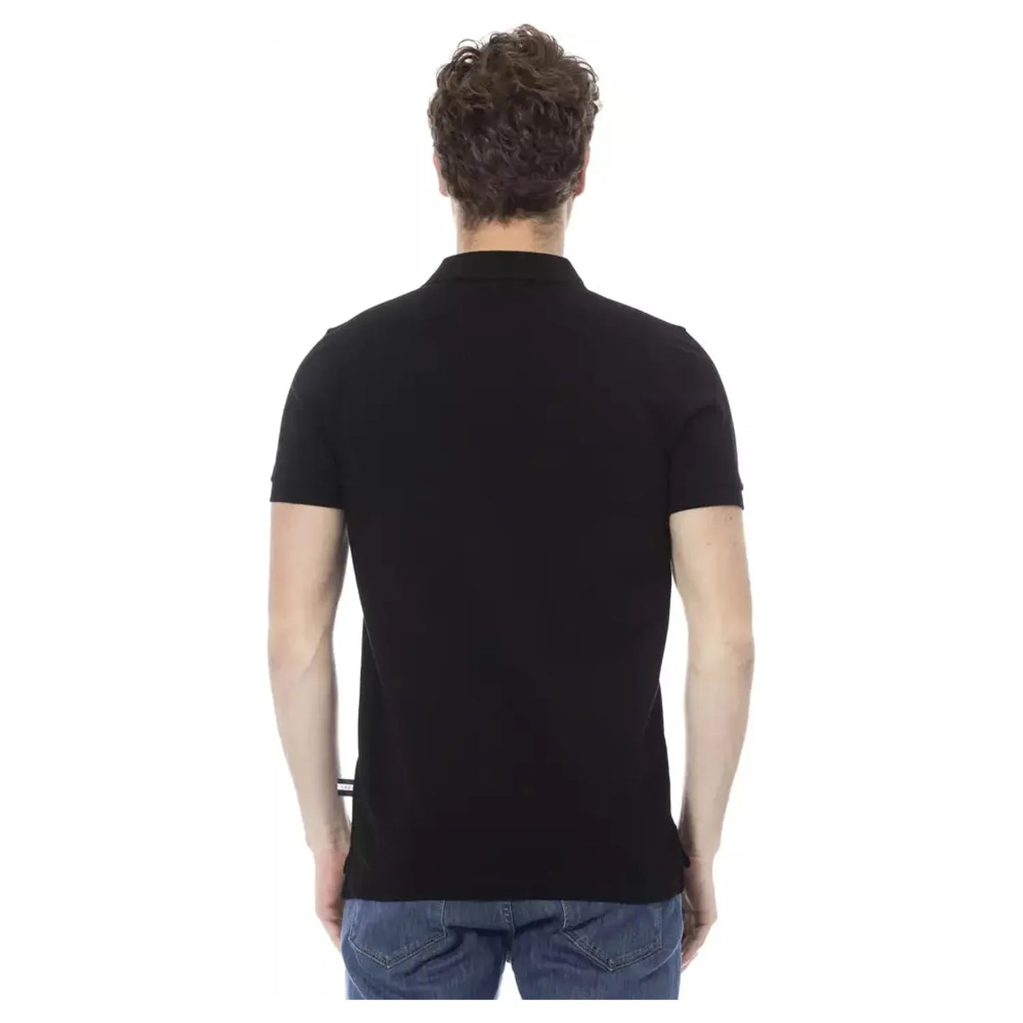 Baldinini Trend Elegant Black Cotton Polo with Embroidery black-cotton-polo-shirt-18