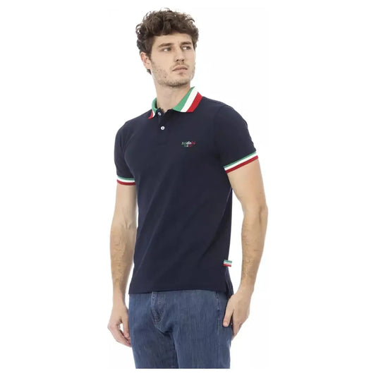 Baldinini Trend Tricolor Collar Cotton Polo blue-cotton-polo-shirt-37