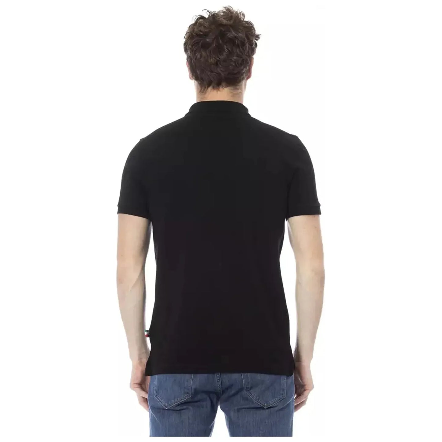 Baldinini Trend Sleek Black Cotton Polo with Chic Embroidery black-cotton-polo-shirt-15