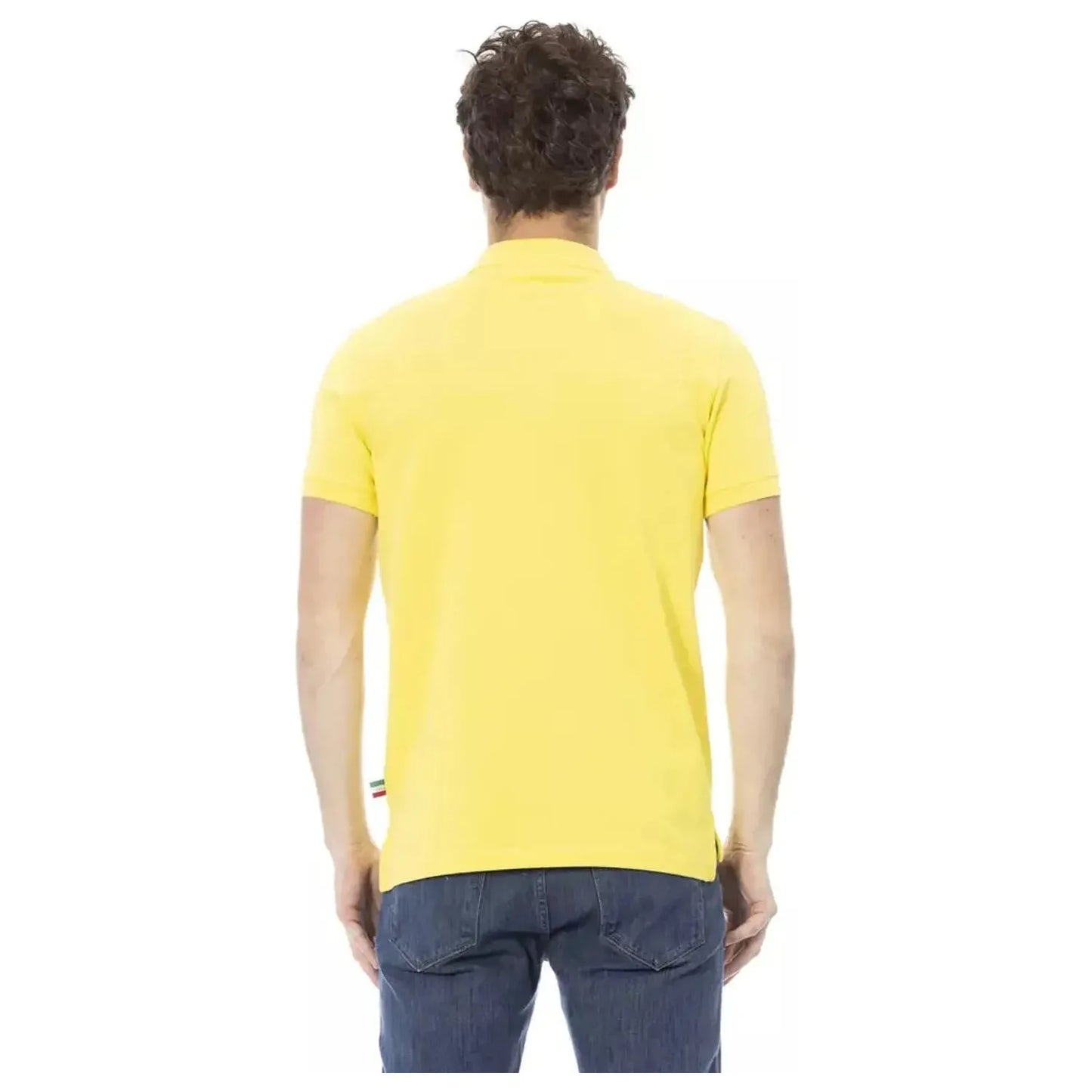 Baldinini Trend Sunshine Yellow Cotton Polo with Chic Embroidery yellow-cotton-polo-shirt-5
